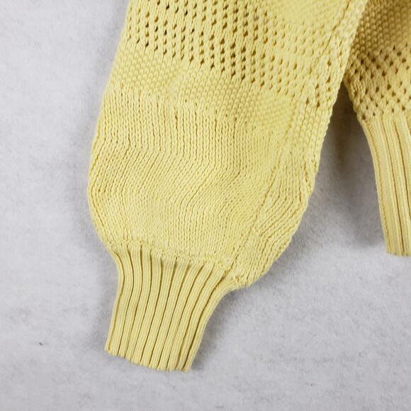 Andrew Marc Women's M Balloon Sleeve Loose Knit Sweater Yellow Coastal Grandma - Picture 3 of 9